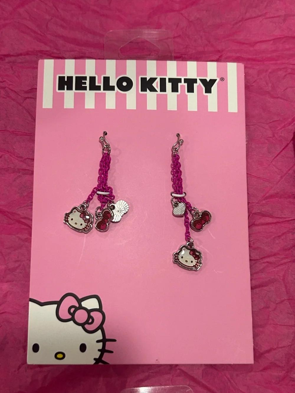 Hello Kitty BUNDLE: Patterned Bow Scrunchie Set, Earrings and Hair Clips. NWT